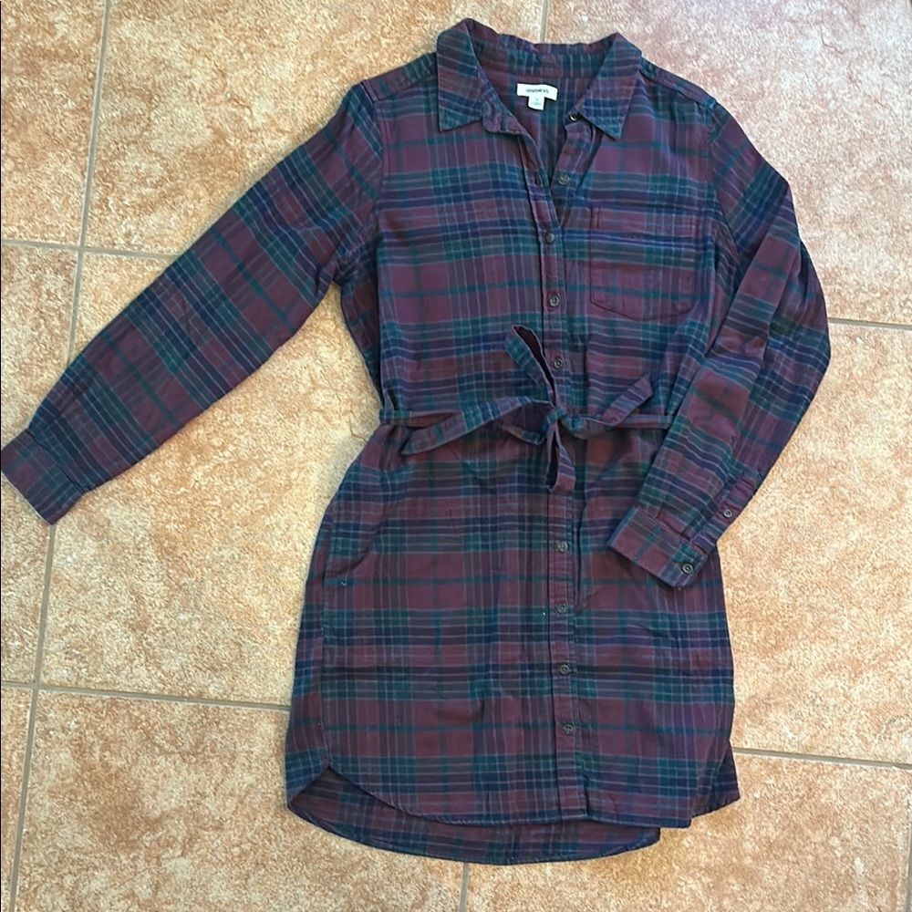 Plaid Button-Up Shirt Dress
